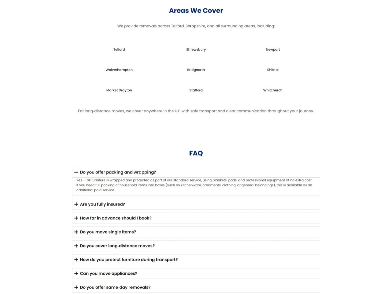 Areas We Cover